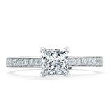 Princess Cut Moissanite Engagement Ring, Classic Style