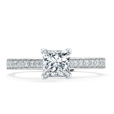 Princess Cut Moissanite Engagement Ring, Classic Style
