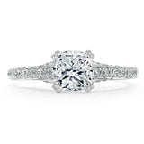 Cushion Cut Moissanite Engagement Ring, Tiffany Style