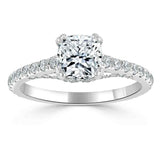 Cushion Cut Moissanite Engagement Ring, Tiffany Style