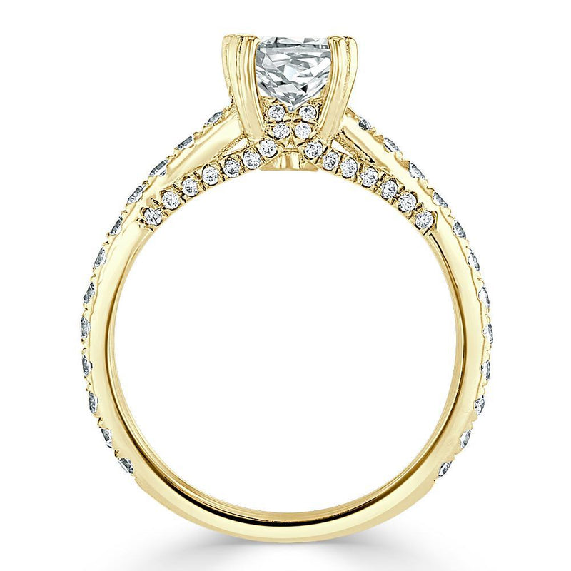 Cushion Cut Moissanite Engagement Ring, Tiffany Style