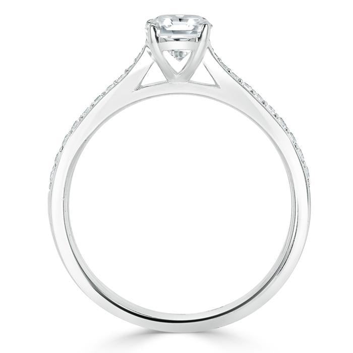 Emerald Cut Moissanite Engagement Ring, Classic Style