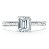 Emerald Cut Moissanite Engagement Ring, Classic Style