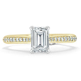 Emerald Cut Moissanite Engagement Ring, Classic Style