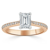 Emerald Cut Moissanite Engagement Ring, Classic Style