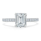 Emerald Cut Moissanite Engagement Ring, Classic Style