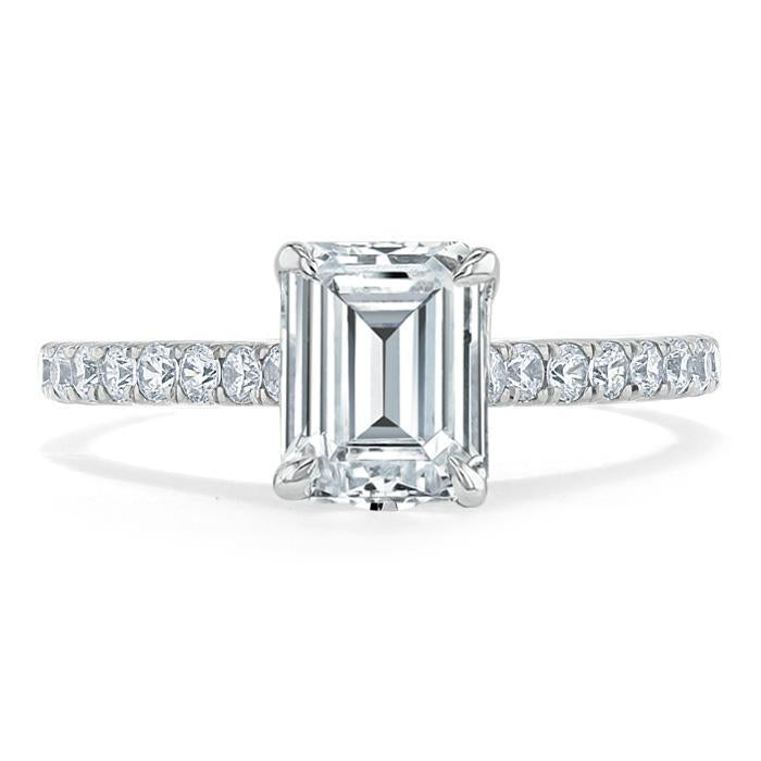 Emerald Cut Moissanite Engagement Ring, Classic Style