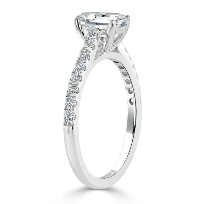 Emerald Cut Moissanite Engagement Ring, Classic Style