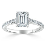 Emerald Cut Moissanite Engagement Ring, Classic Style