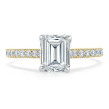 Emerald Cut Moissanite Engagement Ring, Classic Style