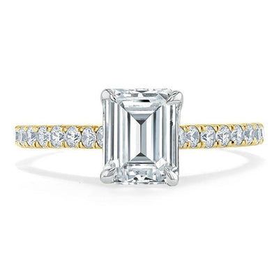 Emerald Cut Moissanite Engagement Ring, Classic Style