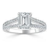 Emerald Cut Moissanite Engagement Ring, Split Shank