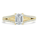 Emerald Cut Moissanite Engagement Ring, Split Shank