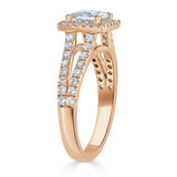 Princess Cut Moissanite Engagement Ring, Classic Halo with Split Shank