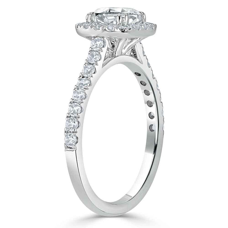 Cushion Cut Moissanite Halo Engagement Ring, Tiffany Style