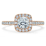 Cushion Cut Moissanite Halo Engagement Ring, Tiffany Style