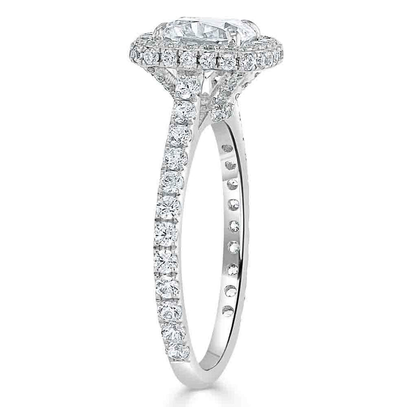 Cushion Cut Moissanite Halo Engagement Ring, Tiffany Style