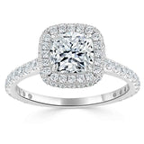 Cushion Cut Moissanite Halo Engagement Ring, Tiffany Style