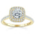 Cushion Cut Moissanite Halo Engagement Ring, Tiffany Style