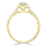 Emerald Cut Moissanite Engagement Ring, Classic Halo