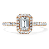 Emerald Cut Moissanite Engagement Ring, Classic Halo