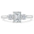 Emerald Cut Moissanite Engagement Ring, Classic 3 Stone