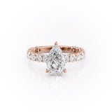 PEAR CUT MOISSANITE STONE SET SHOULDERS WITH HIDDEN HALO