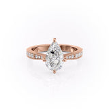 PEAR CUT MOISSANITE STONE SET SHOULDERS WITH MILGRAIN EDGE