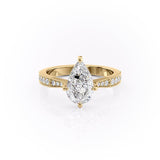 PEAR CUT MOISSANITE STONE SET SHOULDERS WITH MILGRAIN EDGE