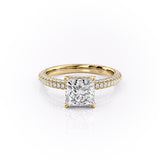 PRINCESS CUT MOISSANITE PAVÉ SET SHOULDERS WITH HIDDEN HALO