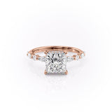 Princess Cut Moissanite Engagement Ring With Hidden Halo