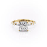 Princess Cut Moissanite Engagement Ring With Hidden Halo