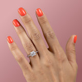 Princess Cut Moissanite Engagement Ring With Hidden Halo