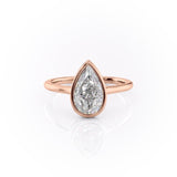 Pear Cut Rubover Moissanite With Hidden Halo