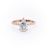 Pear Cut Moissanite Shoulder Set Ring With Hidden Halo