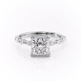 Princess Cut Moissanite Engagement Ring With Hidden Halo