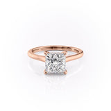 Princess Cut Moissanite Engagement Ring, Hidden Halo