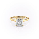Princess Cut Moissanite Engagement Ring, Hidden Halo