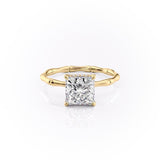 Princess Cut Moissanite Ring With Hidden Halo