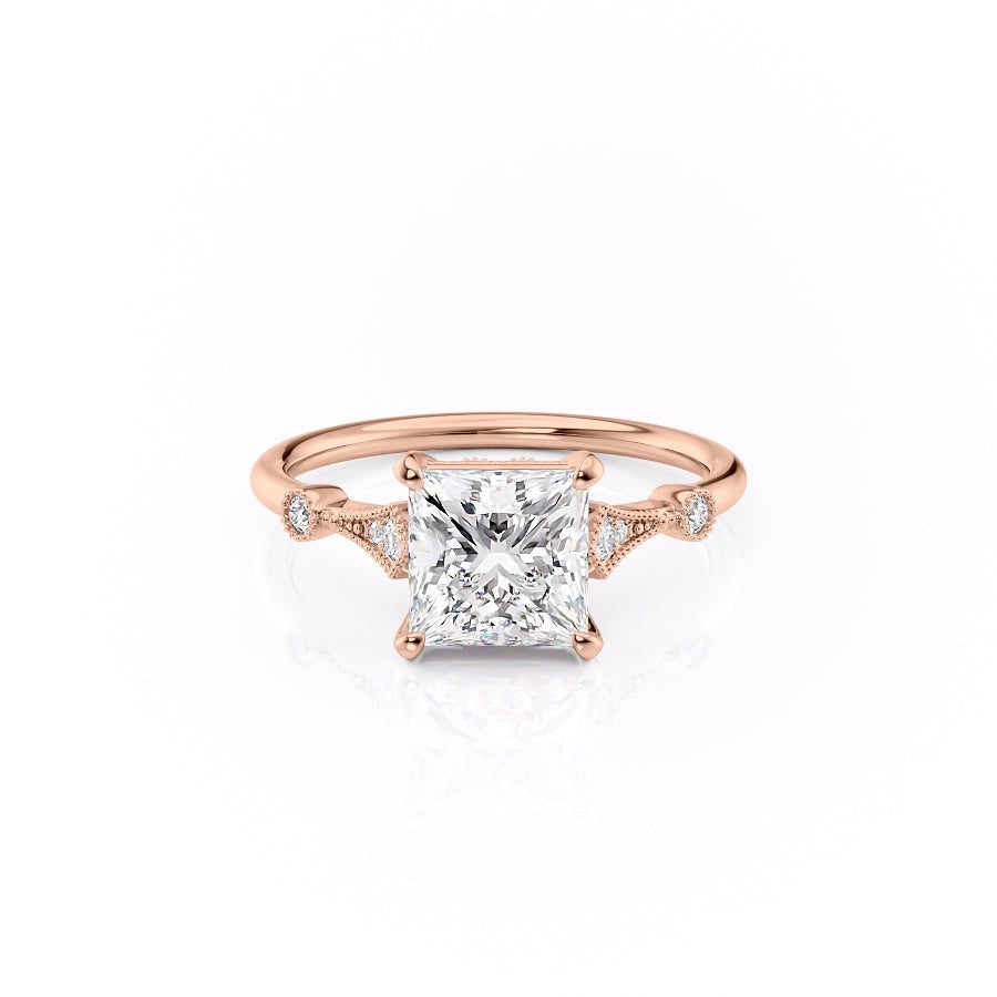 Princess Cut Moissanite Vintage Design