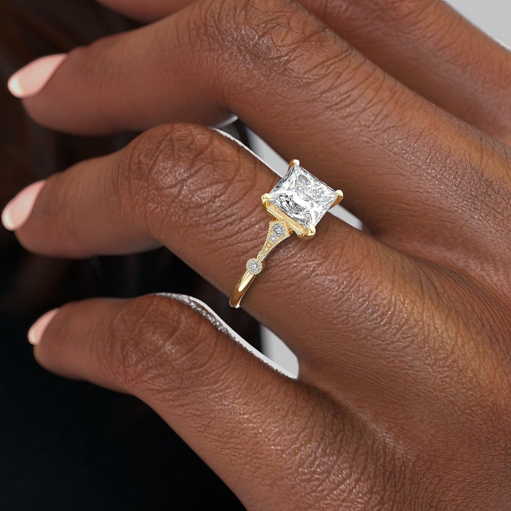 Princess Cut Moissanite Vintage Design