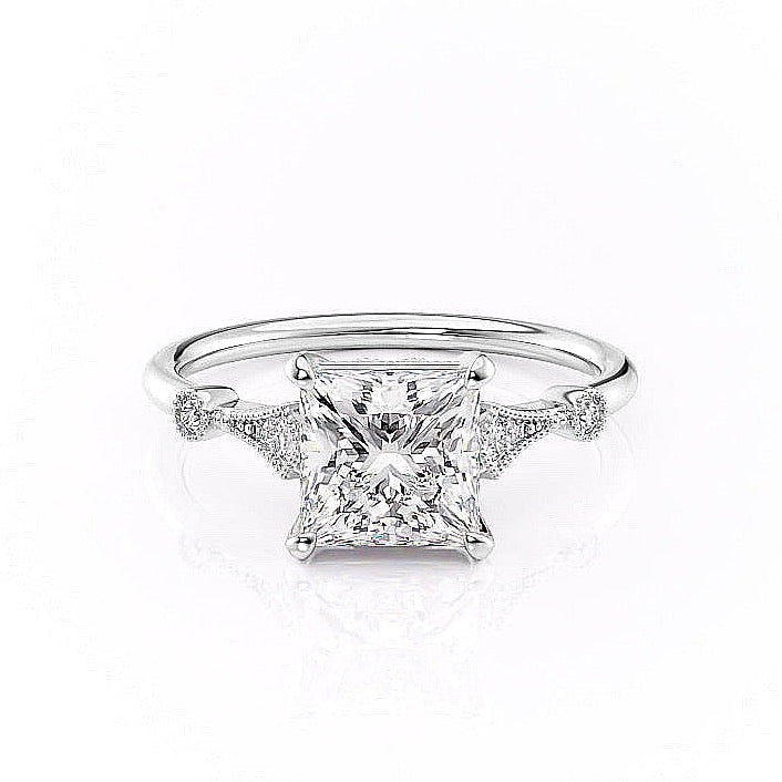 Princess Cut Moissanite Vintage Design