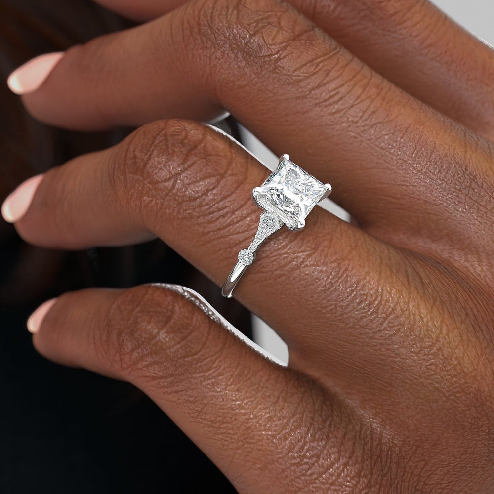 Princess Cut Moissanite Vintage Design