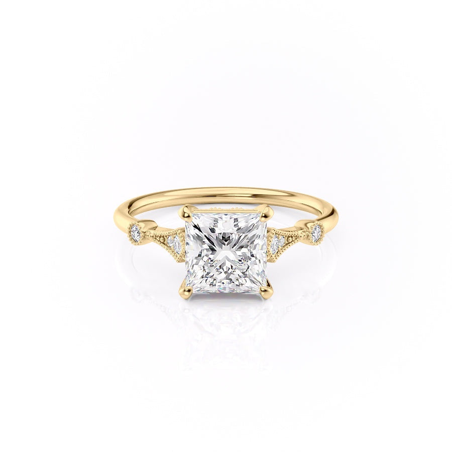 Princess Cut Moissanite Vintage Design