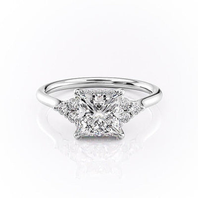 Princess Cut Moissanite With Side Stones