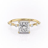 Princess Cut Moissanite With Stone Set Shoulders