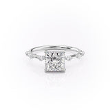 Princess Cut Moissanite With Stone Set Shoulders