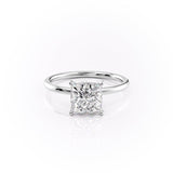 Princess Cut Moissanite, Plain Band With Hidden Halo