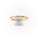 Princess Cut Moissanite, Plain Band With Hidden Halo