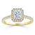 Radiant Cut Moissanite Halo Engagement Ring, Classic Style